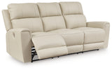 Dahlmoore Almond Leather Power Reclining Sofa