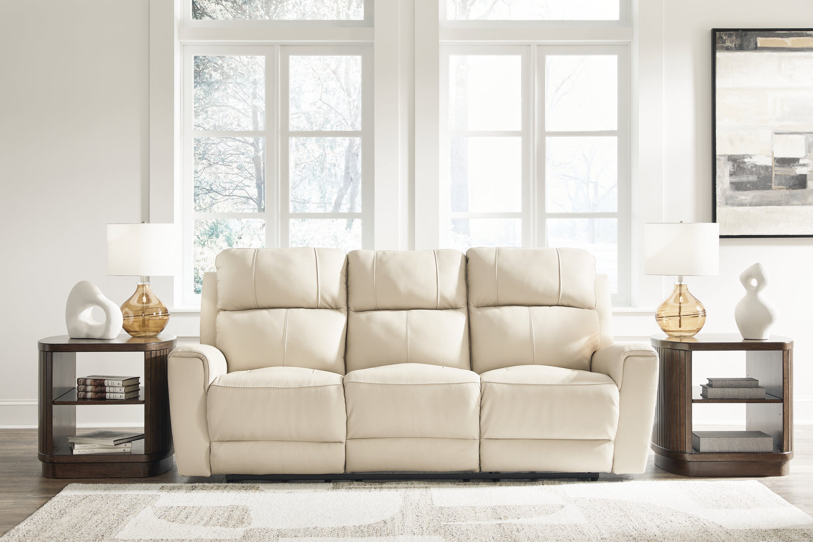 Dahlmoore Almond Leather Power Reclining Sofa