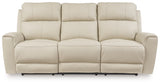 Dahlmoore Almond Leather Power Reclining Sofa