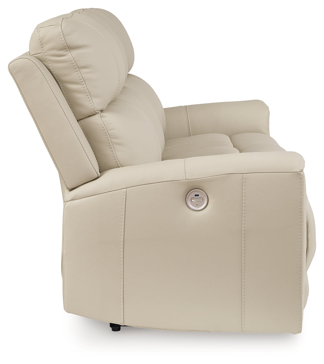 Dahlmoore Almond Leather Power Reclining Sofa