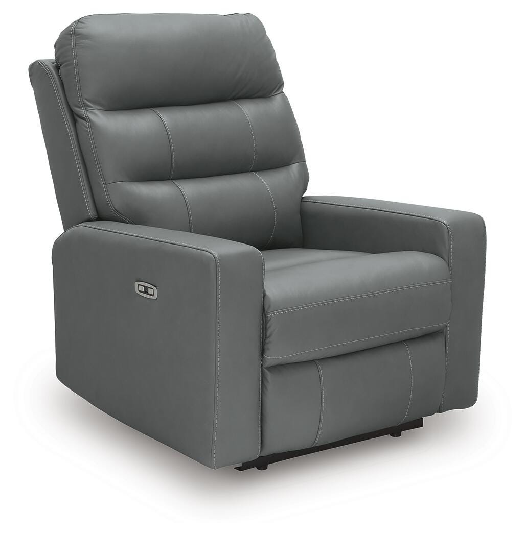 Pennacle Pier Tideon Leather Power Recliner angled view