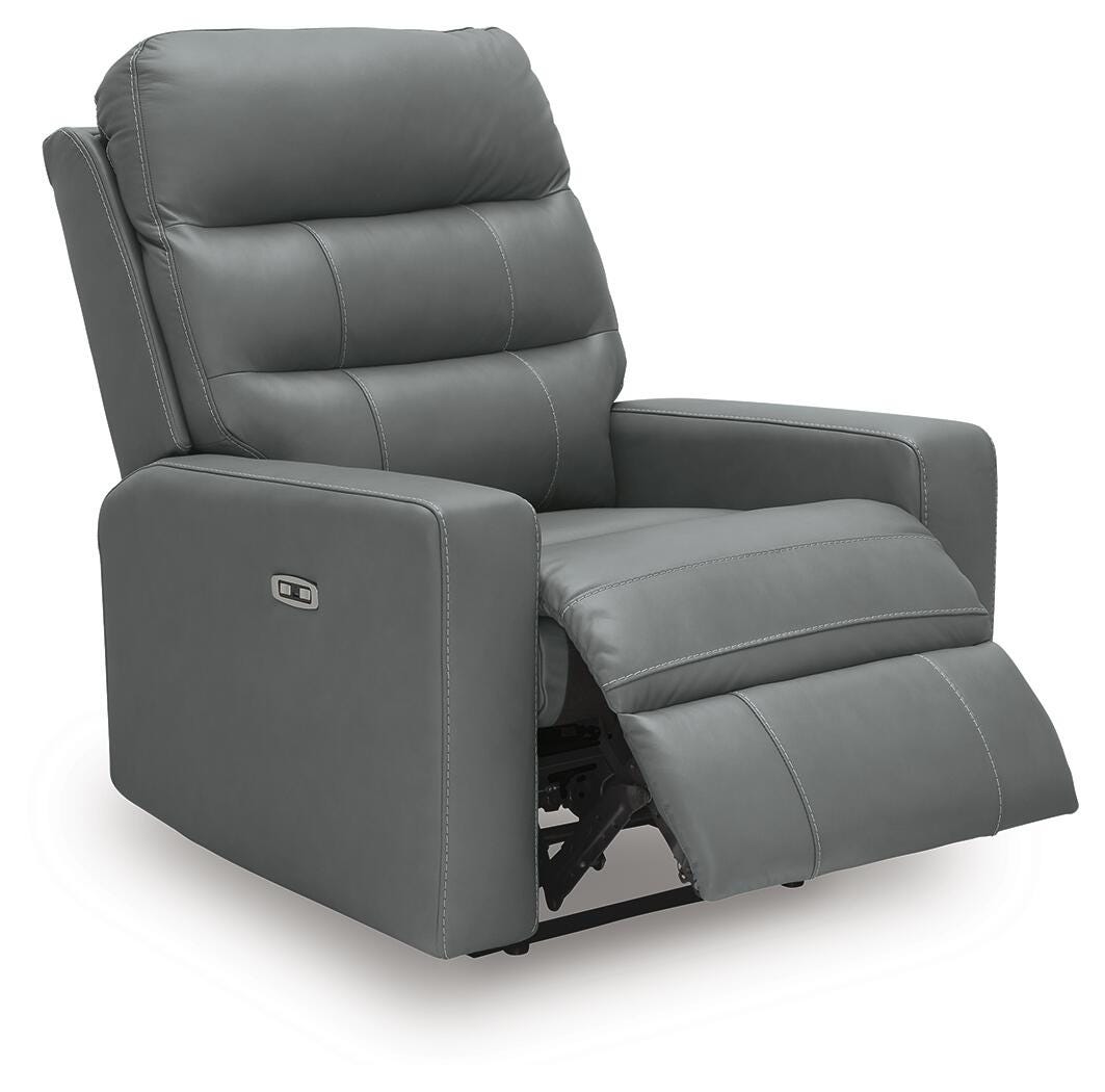 Pennacle Pier Tideon Leather Power Recliner angled view