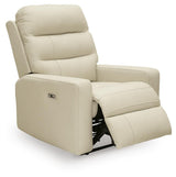 Pennacle Pier Canvas Leather Power Recliner angled view