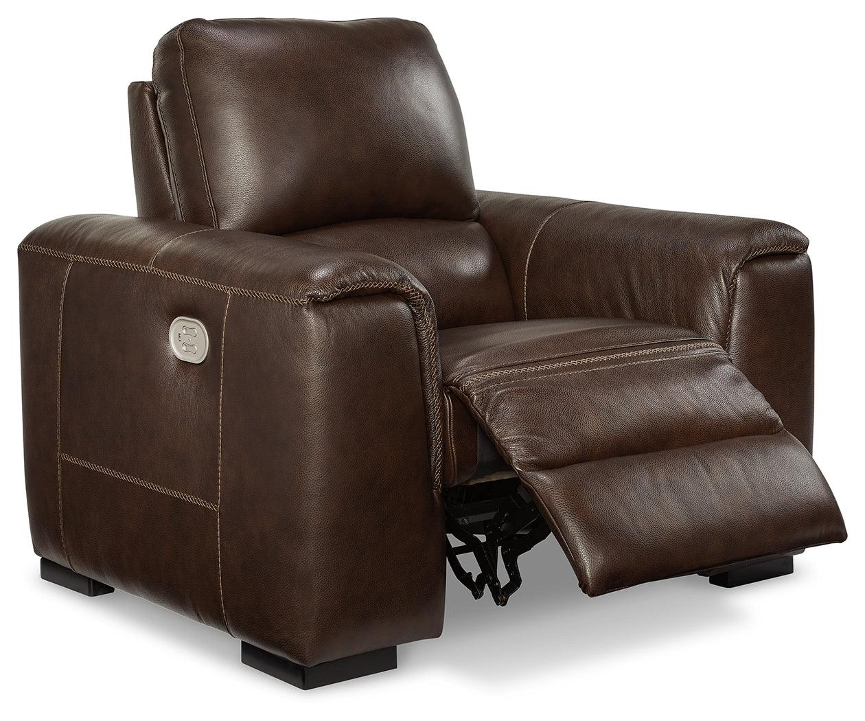 Reclined position of Alessandro Walnut Power Recliner