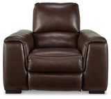 Head-on view of Alessandro Walnut Power Recliner