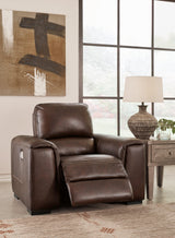 Open position side view of Alessandro Walnut Power Recliner