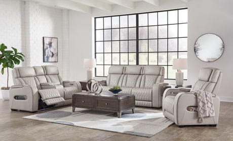 Boyington gray loveseat side view