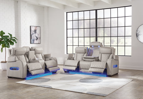 Boyington gray reclining living room sofa set