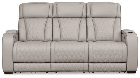 Boyington gray sofa reclining position