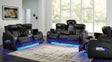 Boyington Sofa, Loveseat, and Recliner set in showroom