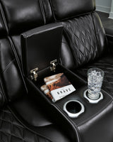 Boyington black sofa and loveseat set in living room