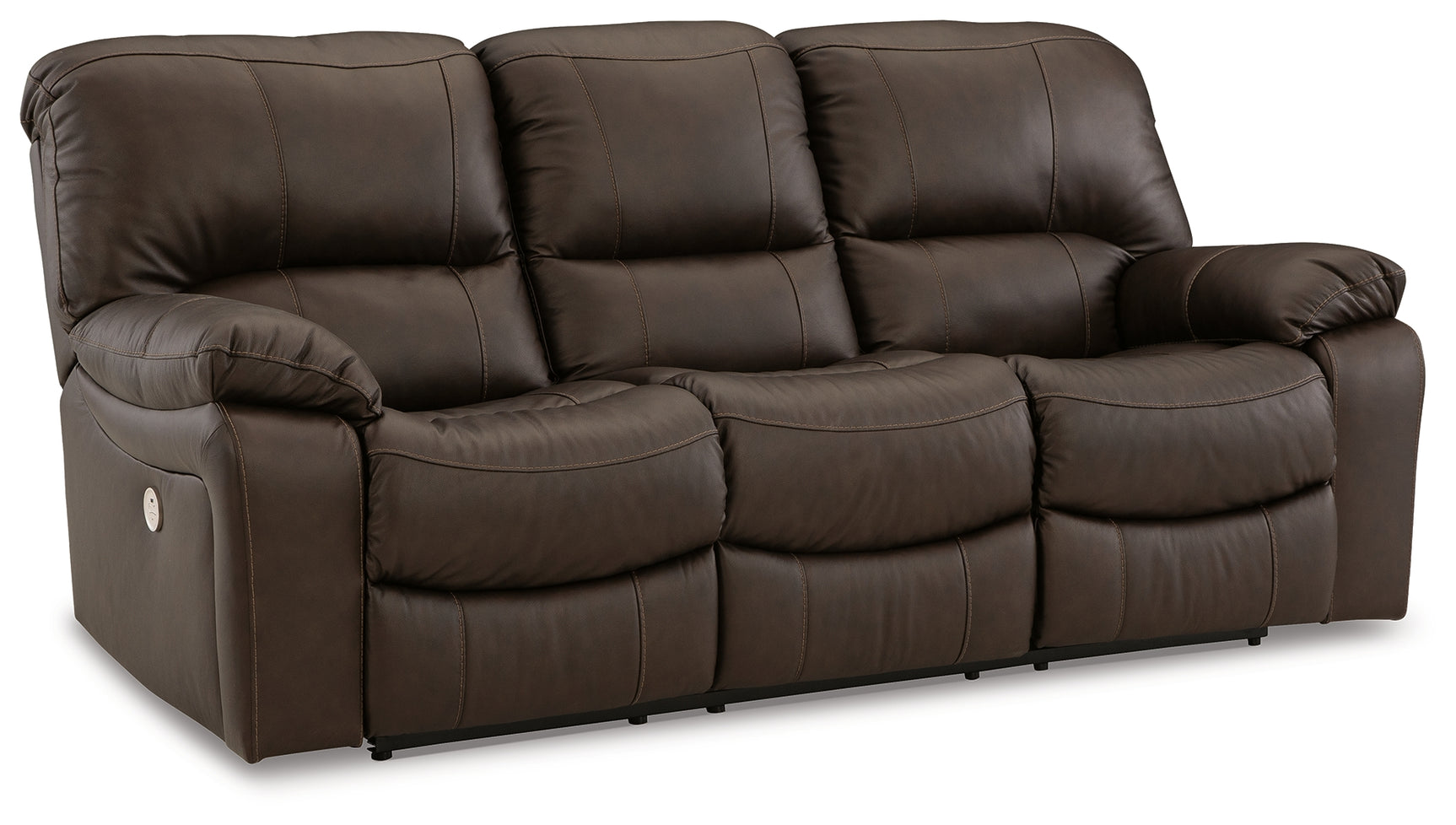 Leesworth dark brown reclining sofa close-up upholstery