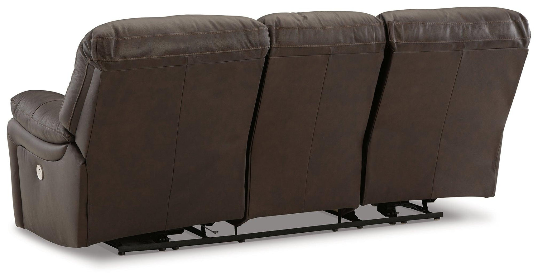 Leesworth dark brown leather match sofa rear view