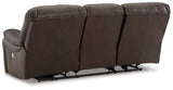 Leesworth dark brown recliner footrest extended