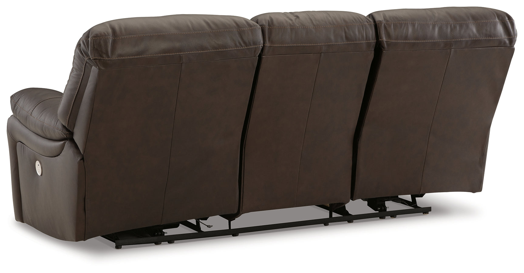 Leesworth dark brown recliner footrest extended