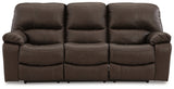 Leesworth dark brown loveseat reclined side angle
