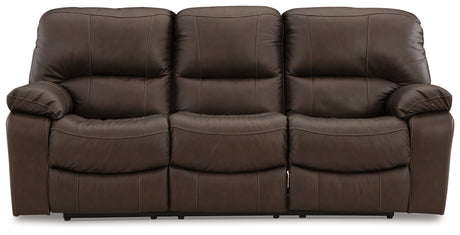 Leesworth dark brown loveseat reclined side angle