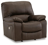 Side angle of Leesworth Dark Brown Leather Power Recliner