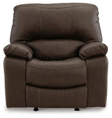 Close up on jumbo stitch leather on Leesworth Recliner