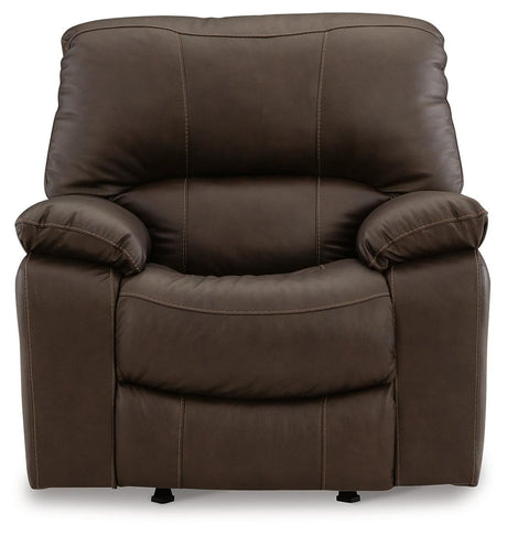 Close up on jumbo stitch leather on Leesworth Recliner