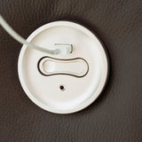 Close-up of Leesworth power reclining USB port and controls