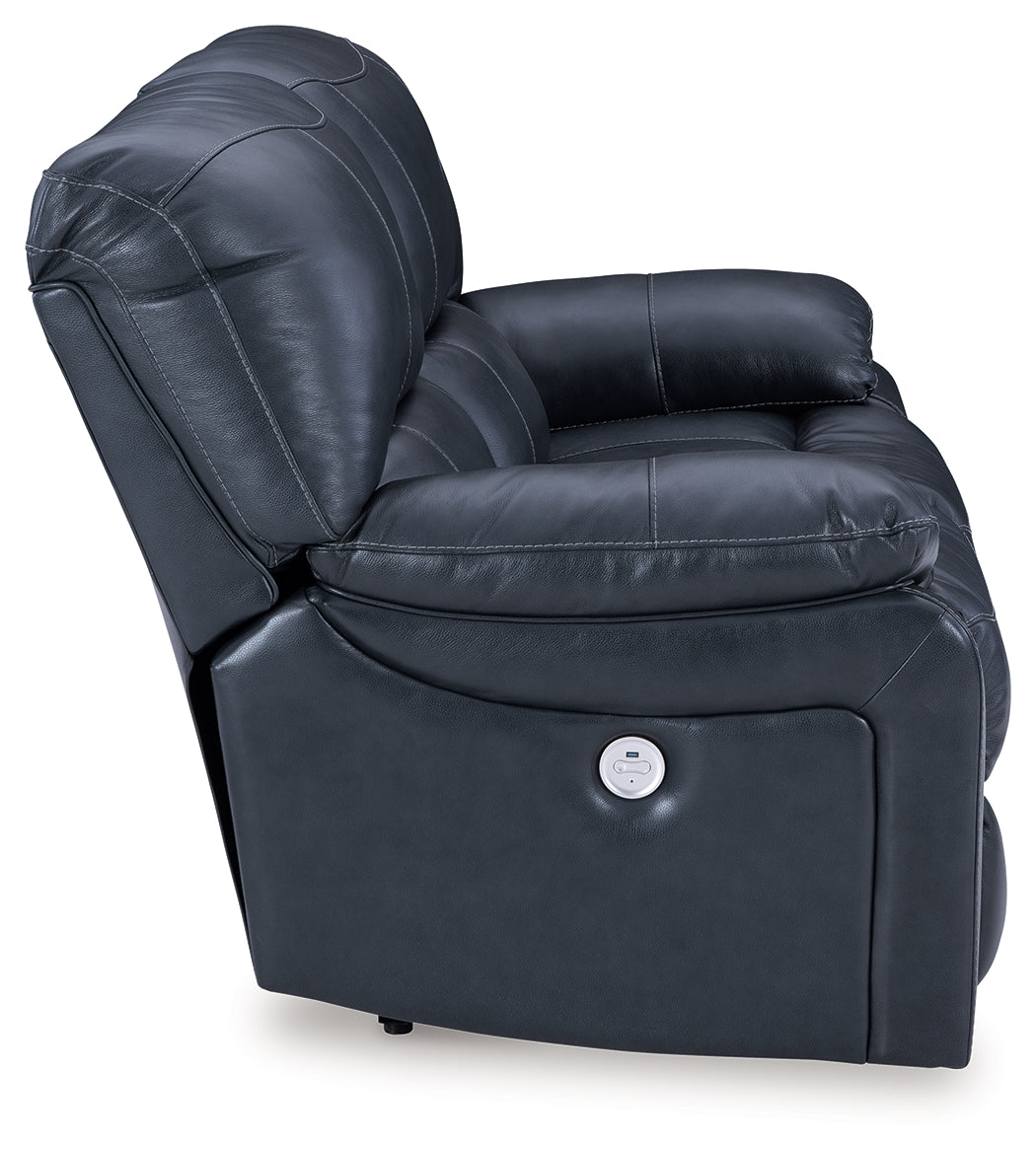 Leesworth Ocean reclining sofa, loveseat, and recliner set