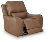 Reclining position of DeepWakes Caramel Leather Power Recliner