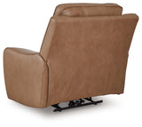 Side angle of DeepWakes Caramel Leather Power Recliner