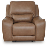 Front view of DeepWakes Caramel Leather Power Recliner