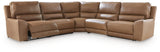 DeepWakes caramel leather sectional reclining position