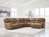 Top grain caramel leather upholstery swatch