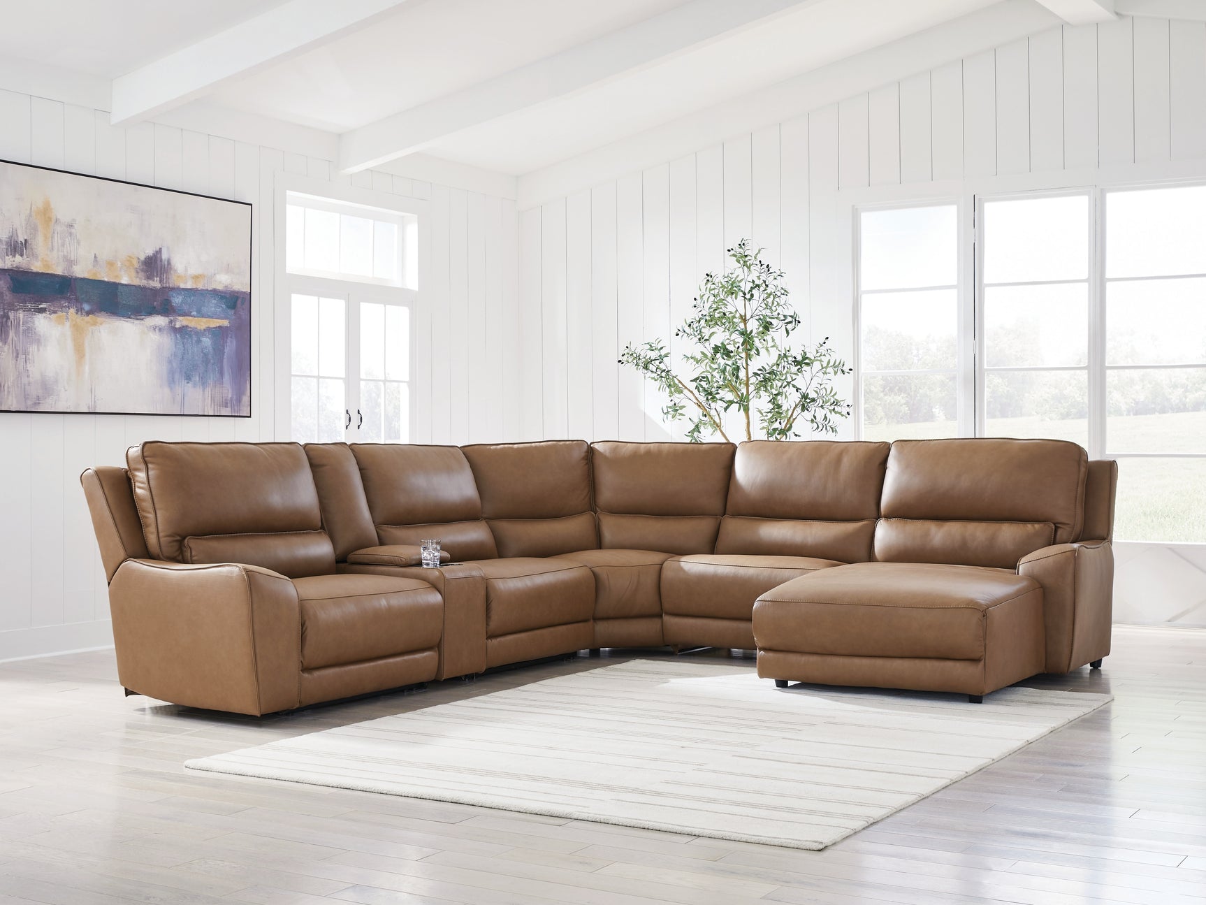 Top grain caramel leather upholstery swatch