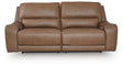 DeepWakes Caramel Leather 2-Piece Reclining Loveseat view 2