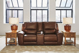 Reclining loveseat close-up detail