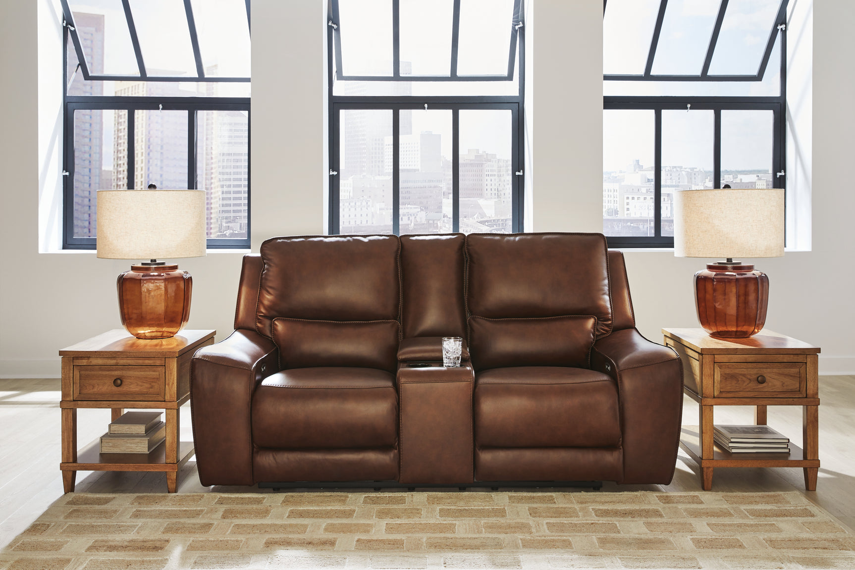Reclining loveseat close-up detail