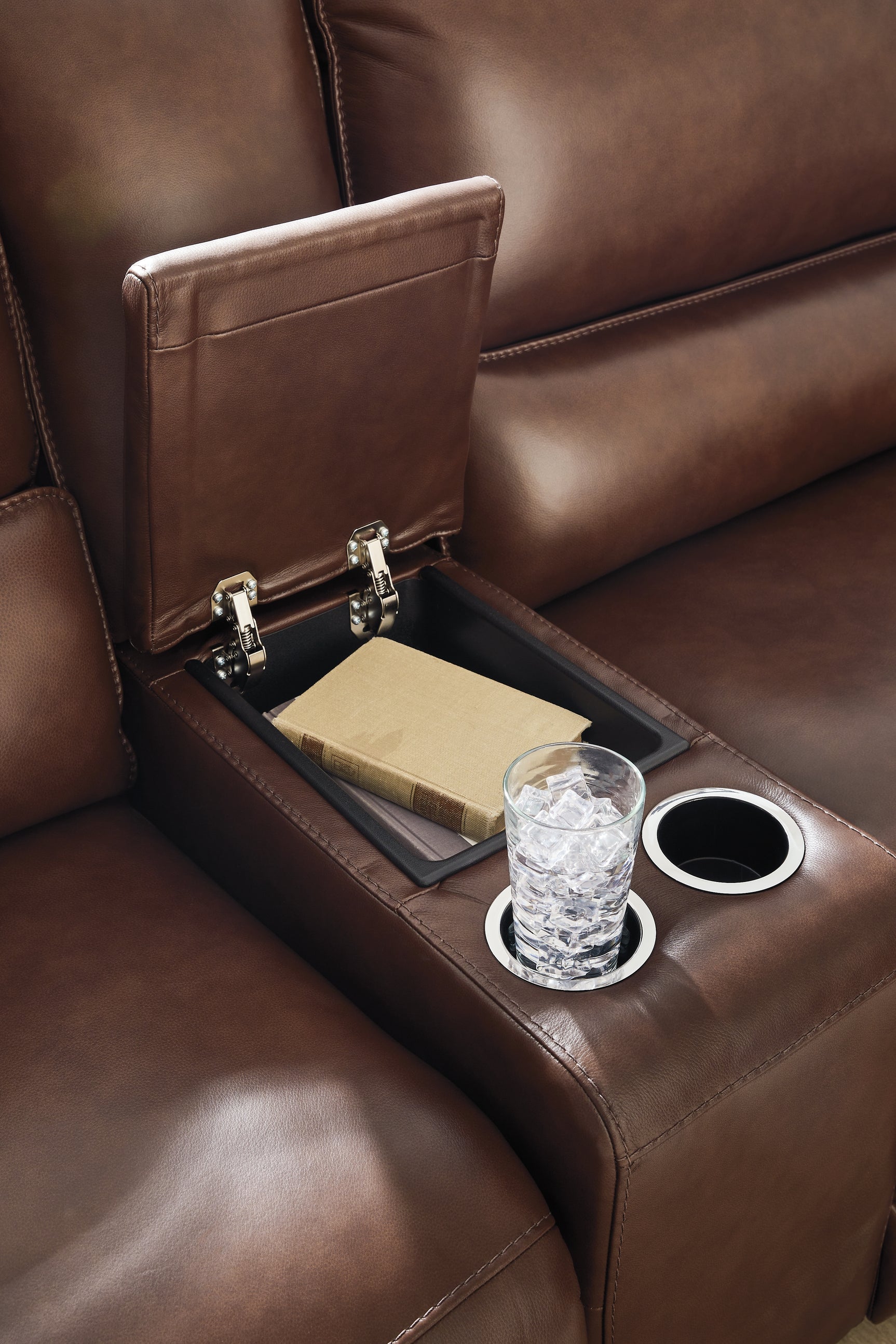 DeepWakes Canyon Leather 6-Piece Reclining Sectional with Storage Console