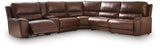 DeepWakes Canyon Leather 6-Piece Reclining Sectional with Storage Console