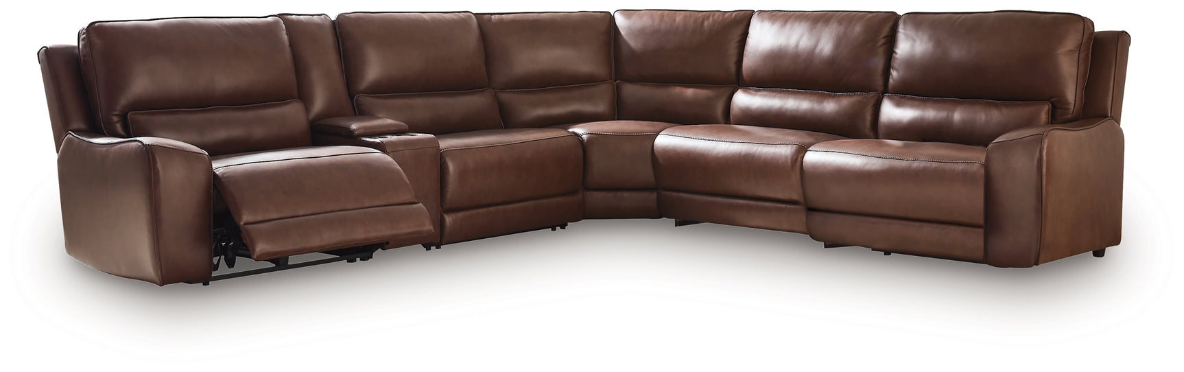 DeepWakes Canyon Leather 6-Piece Reclining Sectional with Storage Console