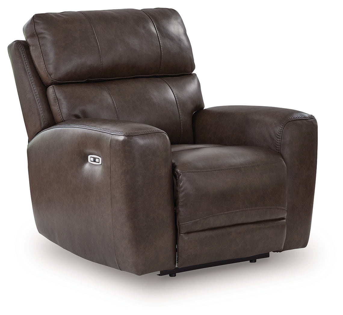 Crossplex Smoke Leather Power Recliner side view