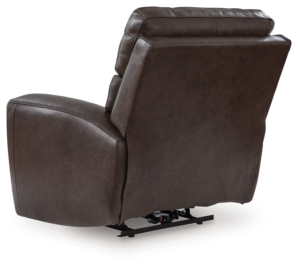 Crossplex Smoke Leather Power Recliner back view
