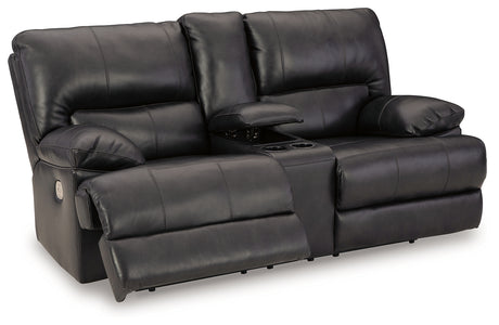 Mountainous Eclipse loveseat angled open with recliner extended