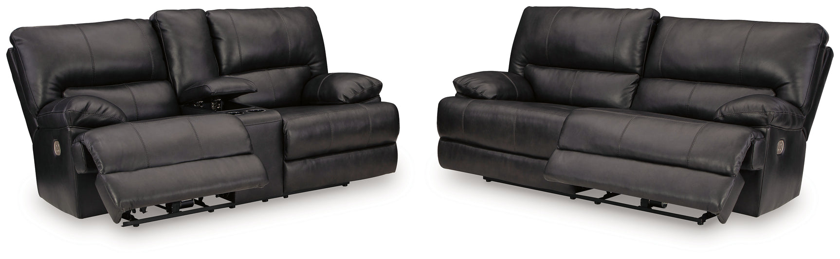 Mountainous Eclipse 3-piece reclining sofa set in black leather