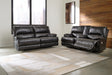 Mountainous Eclipse sofa and loveseat side angle showing recline