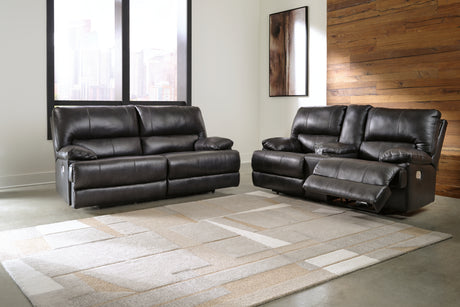 Mountainous Eclipse sofa and loveseat side angle showing recline