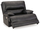 Mountainous Eclipse 3-piece reclining sofa set in black leather