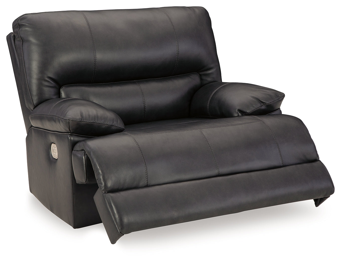 Reclining position of Mountainous Eclipse Leather Power Recliner