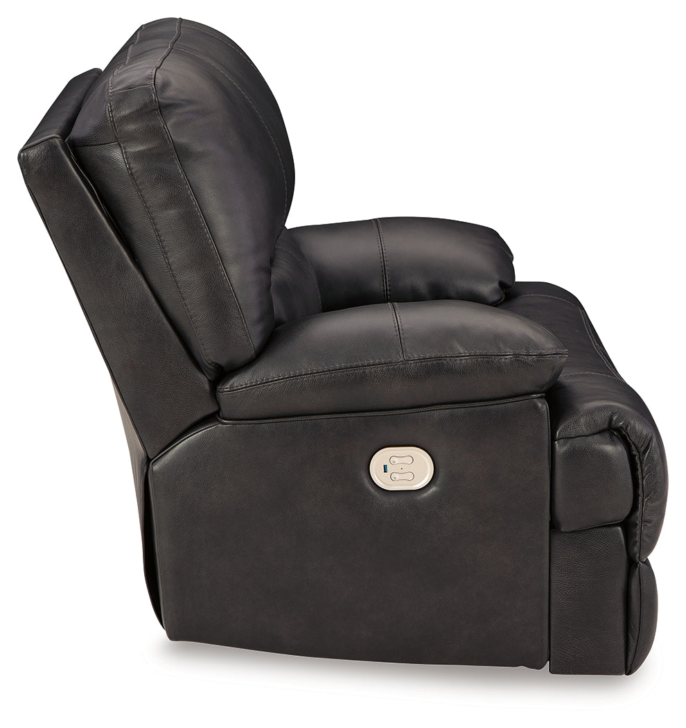 Mountainous Eclipse 3-piece reclining sofa set in black leather