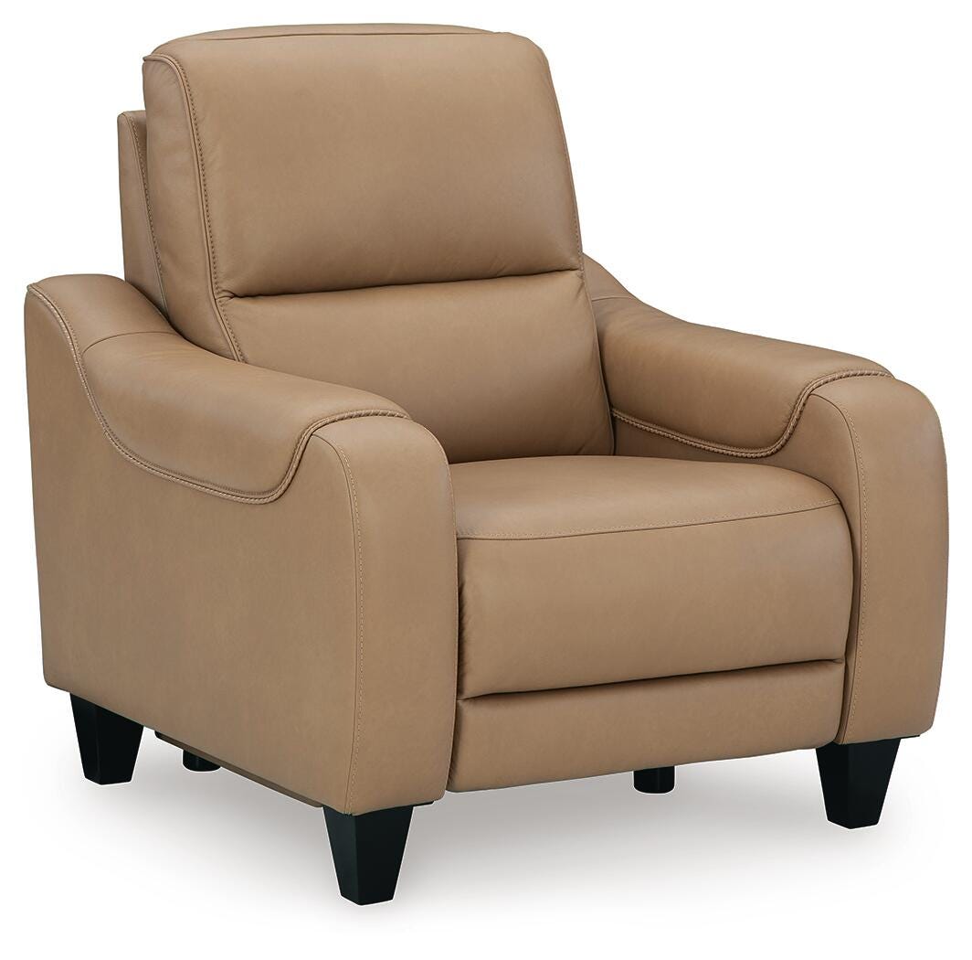 Mosswell Toffee Leather Power Recliner side view