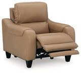 Mosswell Toffee Leather Power Recliner angled front view