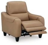 Mosswell Toffee Leather Power Recliner reclining position